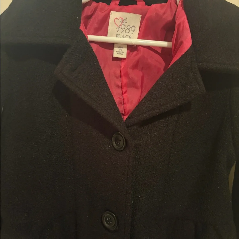 The Children's Place Black Coat with Pink Interior size 7/8